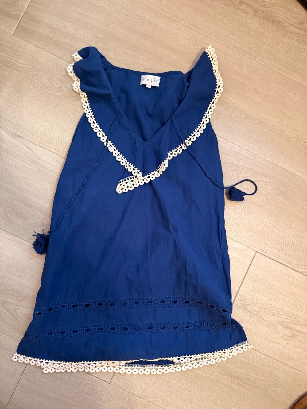 Mud Pie Blue Swim Coverup Women's Size Small , 100% cotton